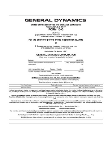 Miniature General Dynamics 10-Q Rapport trimestriel 2019 