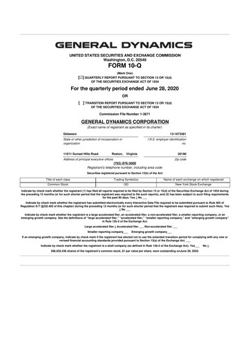 Miniature General Dynamics 10-Q Rapport trimestriel 2020 