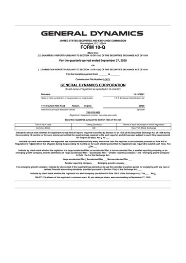 Miniature General Dynamics 10-Q Rapport trimestriel 2020 