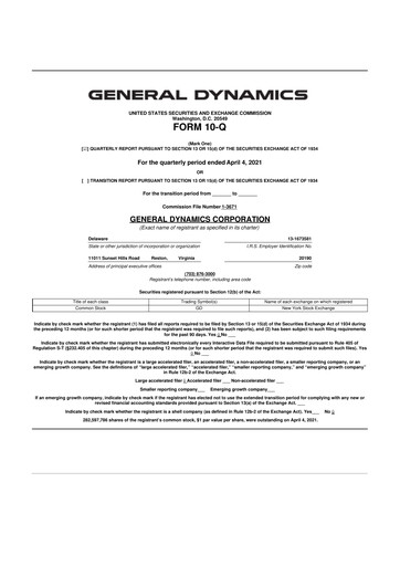 Miniature General Dynamics 10-Q Rapport trimestriel 2021 