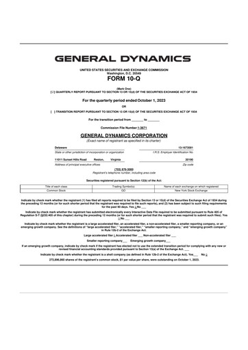 Miniature General Dynamics 10-Q Rapport trimestriel 2023 