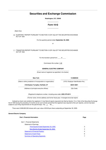 Thumbnail General Electric 10-Q Quarterly Report FY 