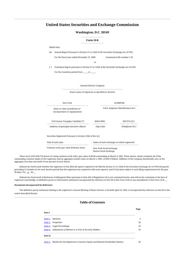 Thumbnail General Electric 10-K Annual Report 