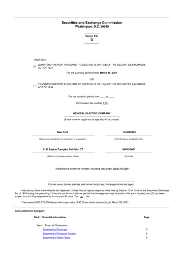 Thumbnail General Electric 10-Q Quarterly Report FY 