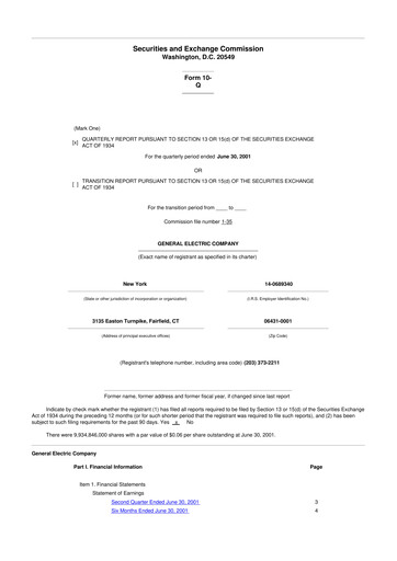 Thumbnail General Electric 10-Q Quarterly Report FY 