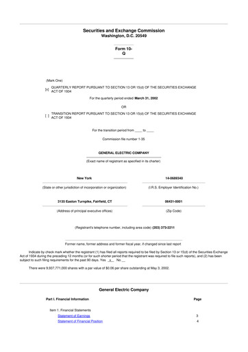 Thumbnail General Electric 10-Q Quarterly Report FY 