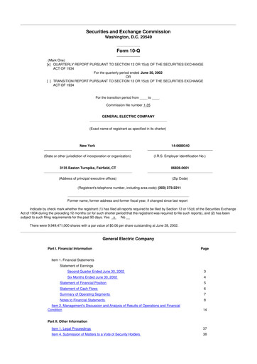 Thumbnail General Electric 10-Q Quarterly Report FY 