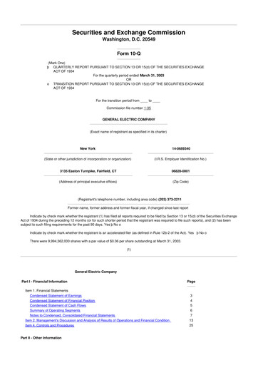 Thumbnail General Electric 10-Q Quarterly Report FY 