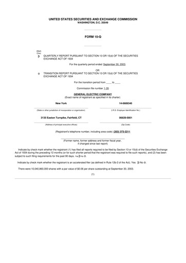 Thumbnail General Electric 10-Q Quarterly Report FY 