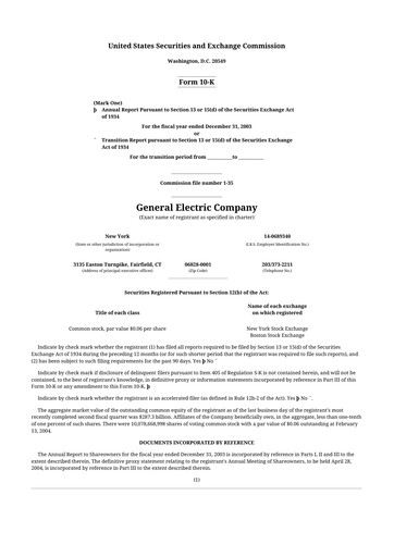 Thumbnail General Electric 10-K Annual Report 