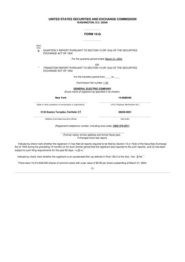 Thumbnail General Electric 10-Q Quarterly Report FY 