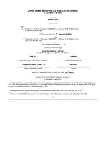 Thumbnail General Electric 10-Q Quarterly Report FY 