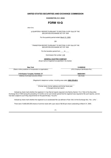 Thumbnail General Electric 10-Q Quarterly Report FY 