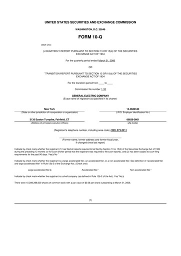 Thumbnail General Electric 10-Q Quarterly Report FY 