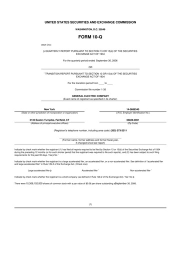 Thumbnail General Electric 10-Q Quarterly Report FY 