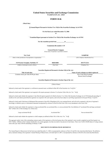 Thumbnail General Electric 10-K Annual Report 