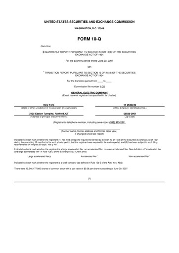 Thumbnail General Electric 10-Q Quarterly Report FY 