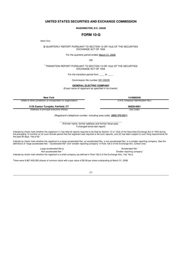 Thumbnail General Electric 10-Q Quarterly Report FY 