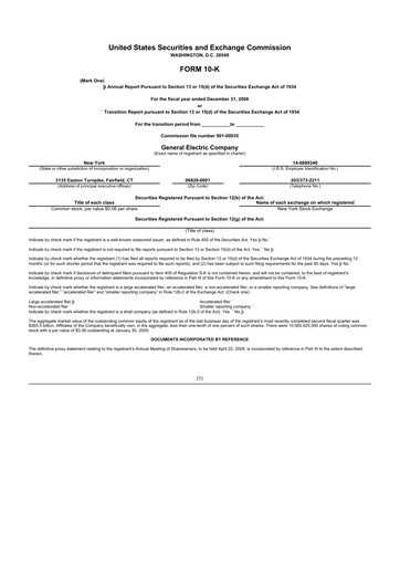 Thumbnail General Electric 10-K Annual Report 