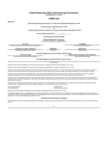 Thumbnail General Electric 10-K Annual Report 