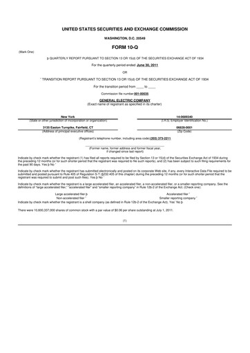 Thumbnail General Electric 10-Q Quarterly Report FY2011 