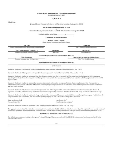 Thumbnail General Electric 10-K Annual Report 2011