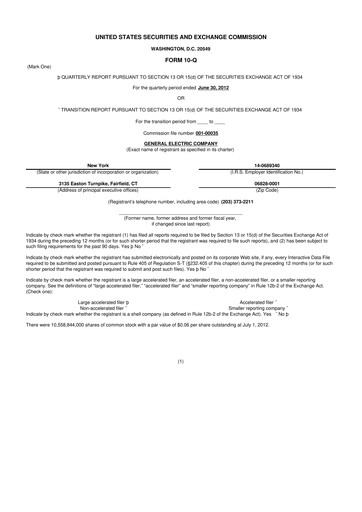 Thumbnail General Electric 10-Q Quarterly Report FY2012 