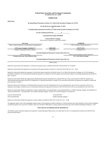 Thumbnail General Electric 10-K Annual Report 2012