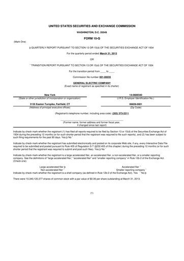 Thumbnail General Electric 10-Q Quarterly Report FY2013 