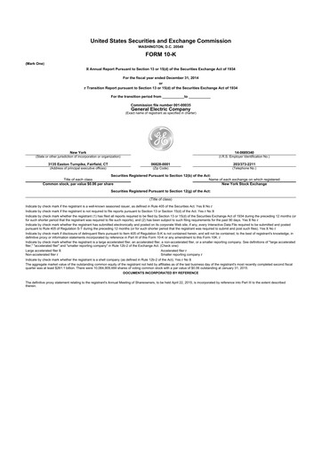 Thumbnail General Electric 10-K Annual Report 2014