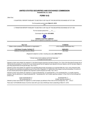Thumbnail General Electric 10-Q Quarterly Report FY2015 