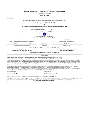 Thumbnail General Electric 10-K Annual Report 2015