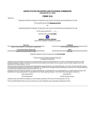 Thumbnail General Electric 10-Q Quarterly Report FY2016 