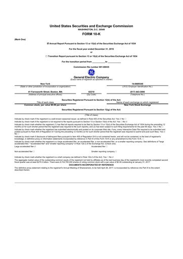 Thumbnail General Electric 10-K Annual Report 2016