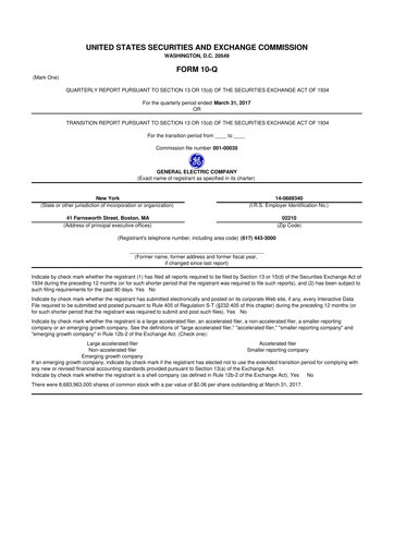 Thumbnail General Electric 10-Q Quarterly Report FY2017 