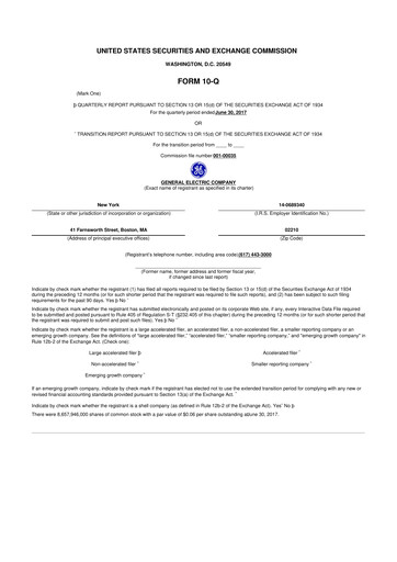 Thumbnail General Electric 10-Q Quarterly Report FY2017 