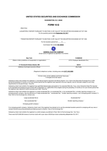 Thumbnail General Electric 10-Q Quarterly Report FY2017 