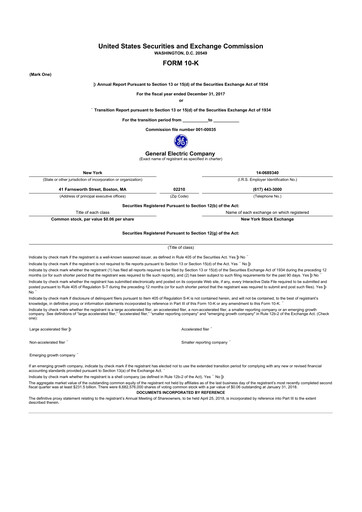 Thumbnail General Electric 10-K Annual Report 2017