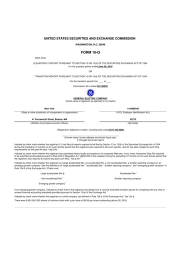 Thumbnail General Electric 10-Q Quarterly Report FY2018 