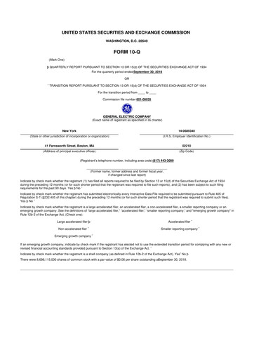 Thumbnail General Electric 10-Q Quarterly Report FY2018 