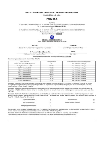 Thumbnail General Electric 10-Q Quarterly Report FY2019 