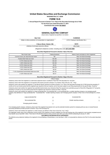Thumbnail General Electric 10-K Annual Report 2019