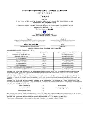 Thumbnail General Electric 10-Q Quarterly Report FY2019 