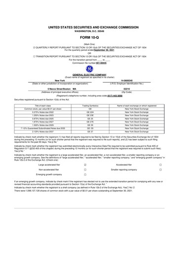 Thumbnail General Electric 10-Q Quarterly Report FY2021 