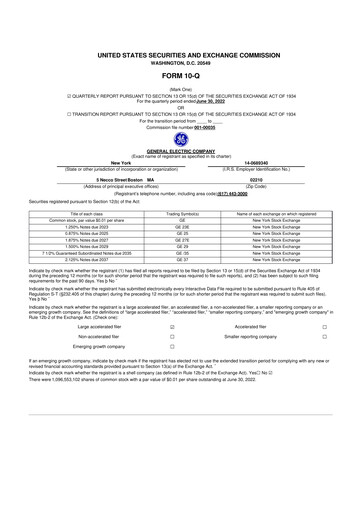 Thumbnail General Electric 10-Q Quarterly Report FY2022 