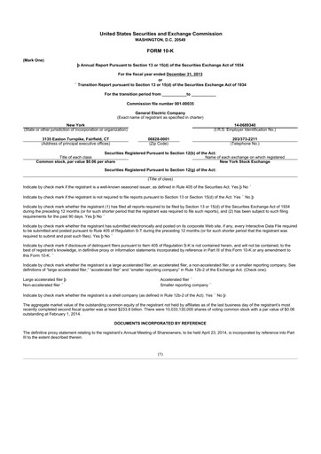 Thumbnail General Electric 10-K Annual Report 2013