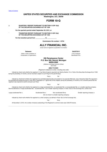 Thumbnail Ally Financial 10-Q Quarterly Report FY2012 