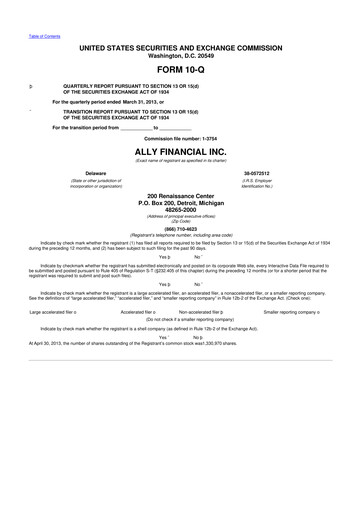 Thumbnail Ally Financial 10-Q Quarterly Report FY2013 