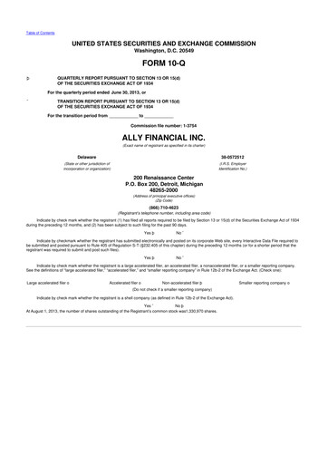 Thumbnail Ally Financial 10-Q Quarterly Report FY2013 