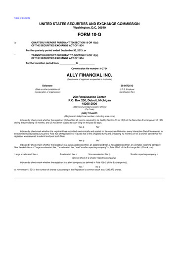 Thumbnail Ally Financial 10-Q Quarterly Report FY2013 